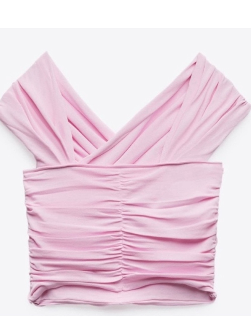 Zara Pink Ruched Draped Multiway Crop Top